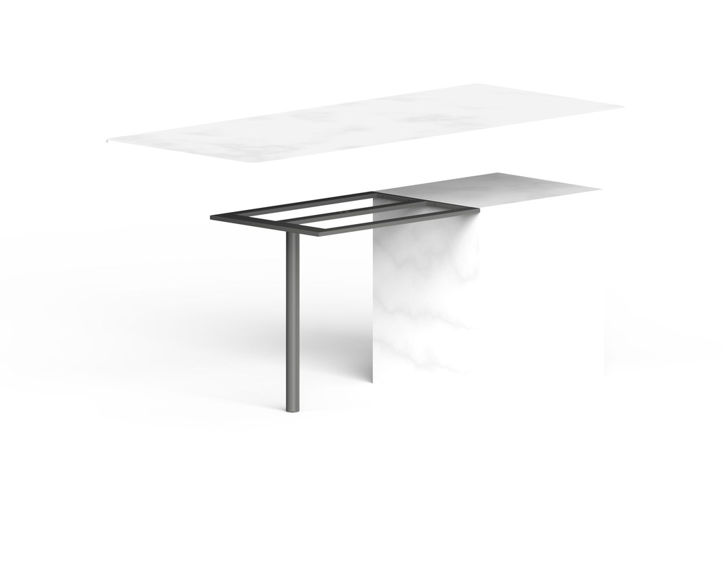 Demi table avec pied seul et cadre sur mesure